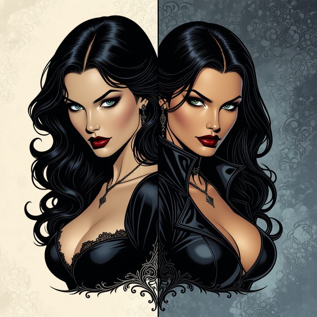 Gothic Heroine vs Leather Villainess: Comic Art