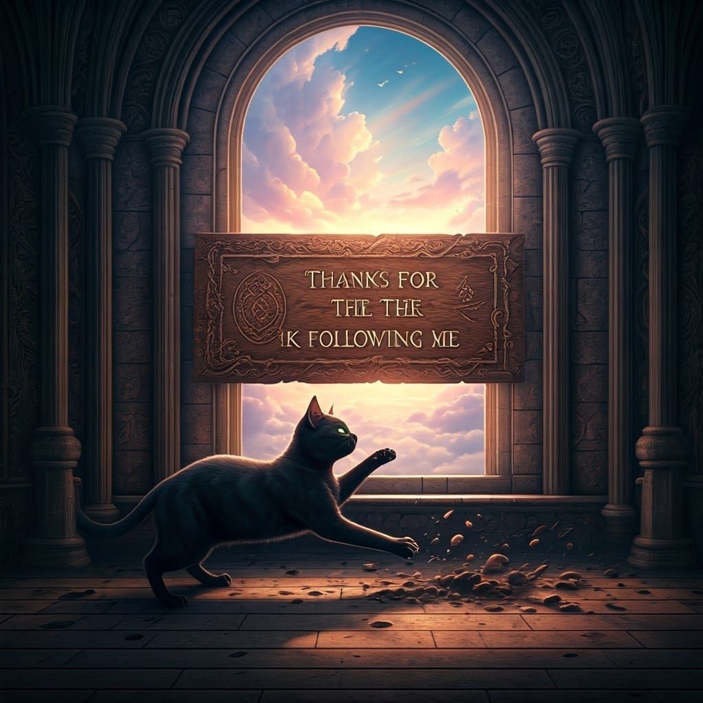 Cat and Magical Sign in Castle Room