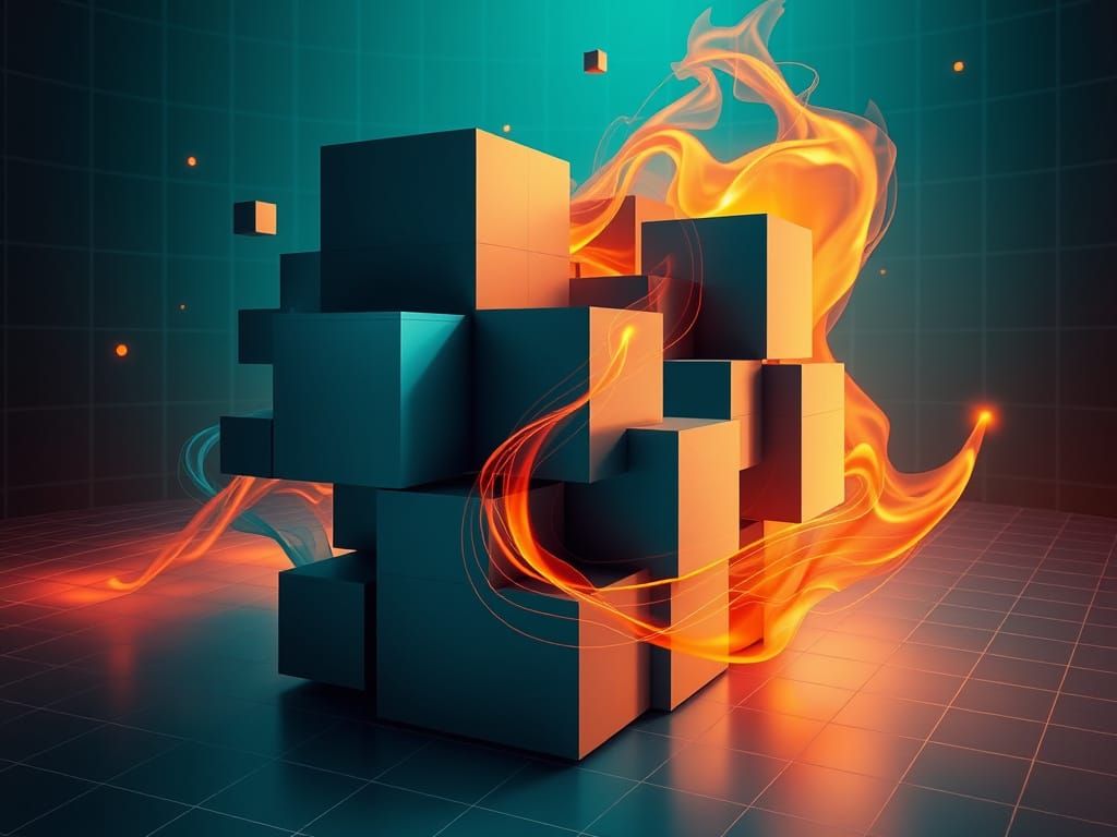 Dynamic Cubes in Surreal Futuristic Composition