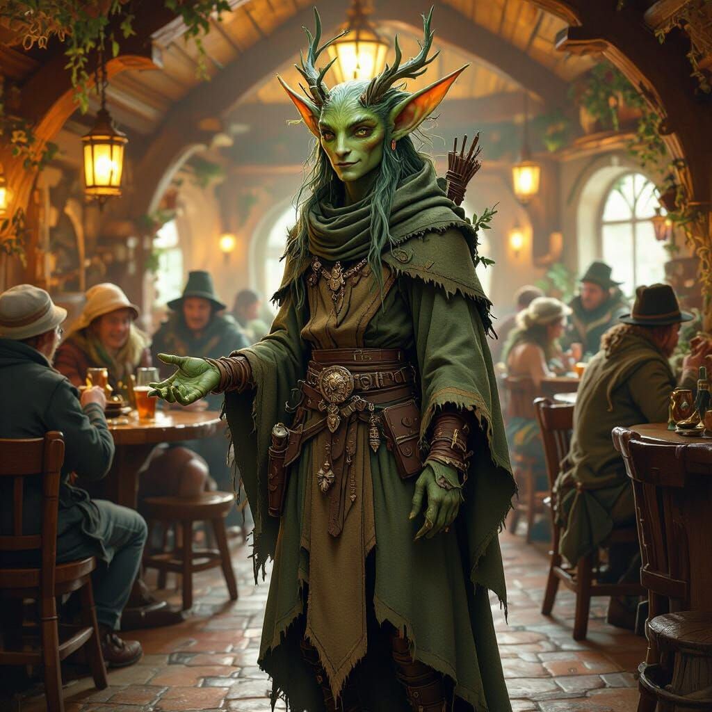 Wood Elf Fungoid Hybrid in Halfling Pub