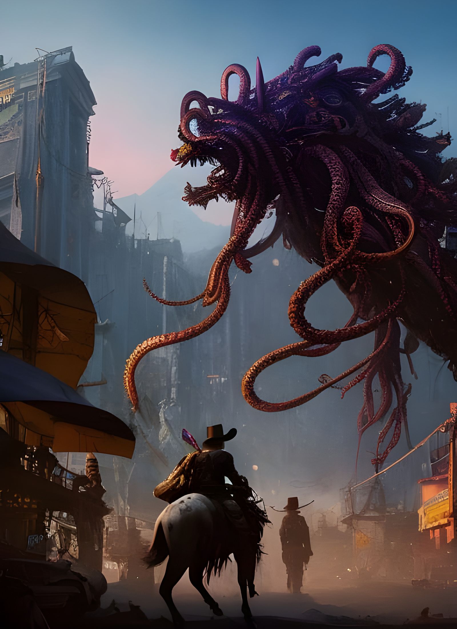 Cthulhu Cowboy in Eldritch Wild West Concept Art