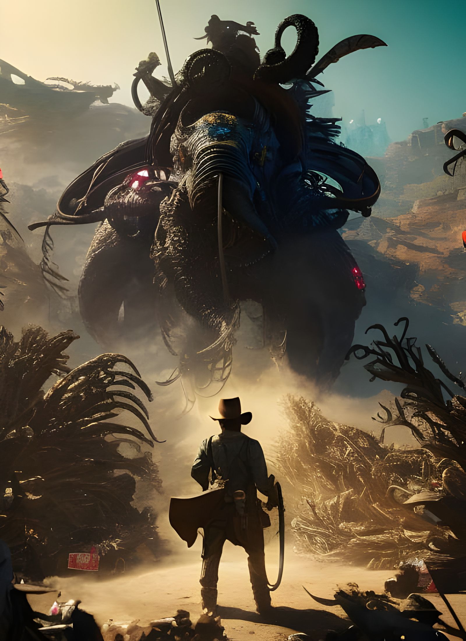 Cthulhu Cowboy in Chaotic Western Town