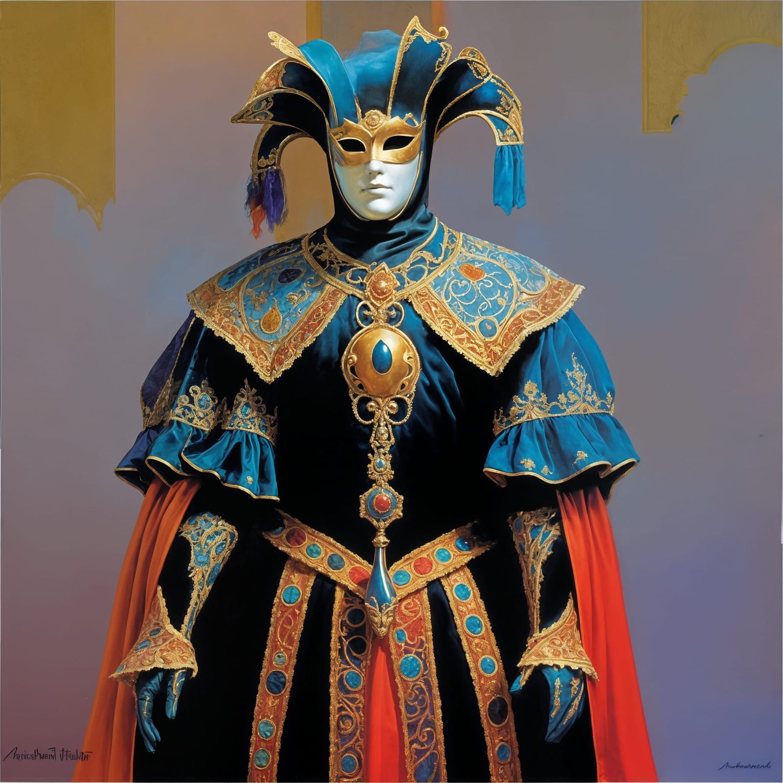 Intricate Venetian Carnival Mask with Deep Colors