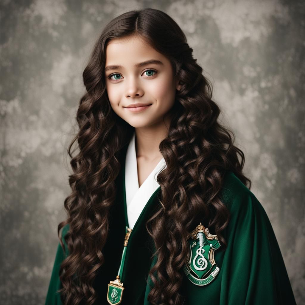 Slytherin Student with Wavy Brown Hair