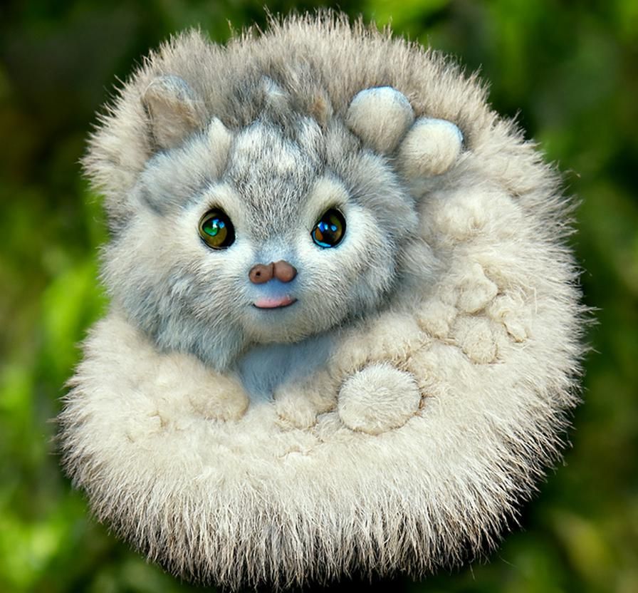 Adorable Fluffy Creature with Large Eyes in Hyperdetailed St...