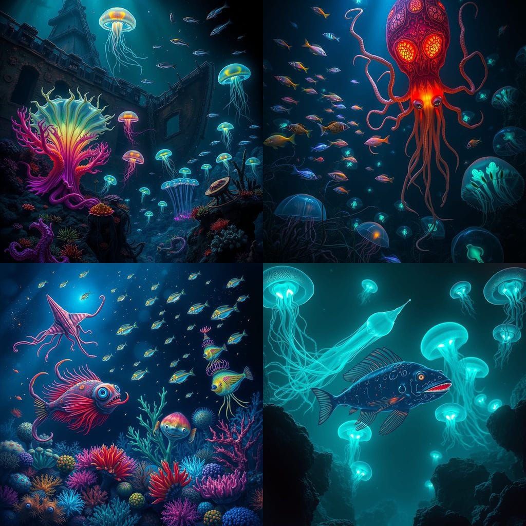 Mysterious Ocean Depths in Realistic Style