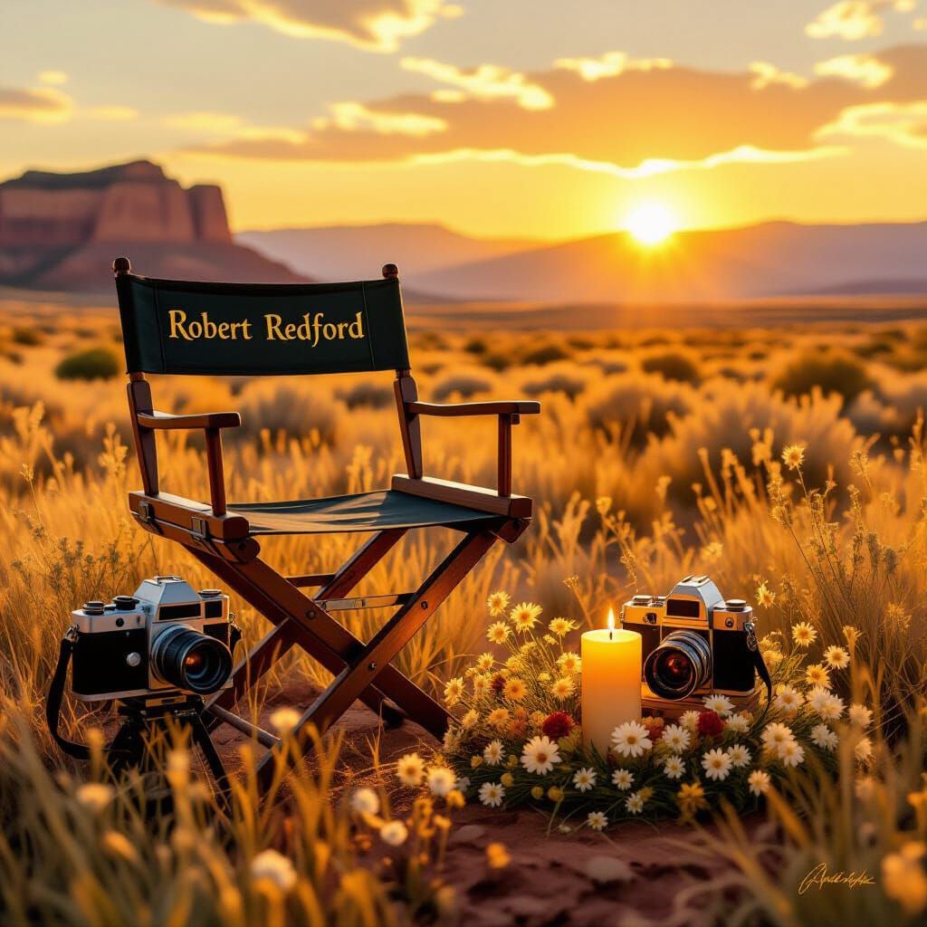Robert Redford Tribute: Empty Chair in Golden Utah Landscape