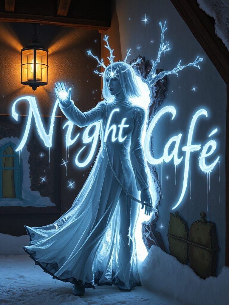 Frost Scribe Emerges From Mural Leaving Icy Calligraphy