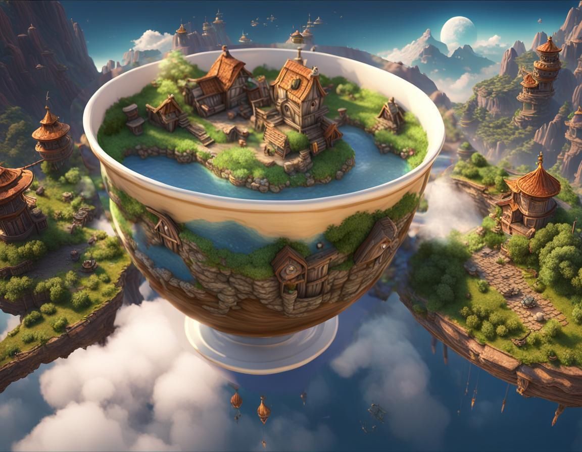 Medieval Town in Teacup: Fantasy Concept Art