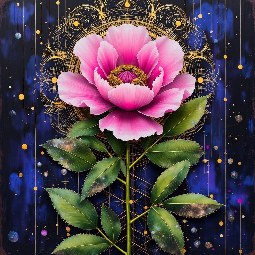Ethereal Peony Bloom in Modern Mixed Media