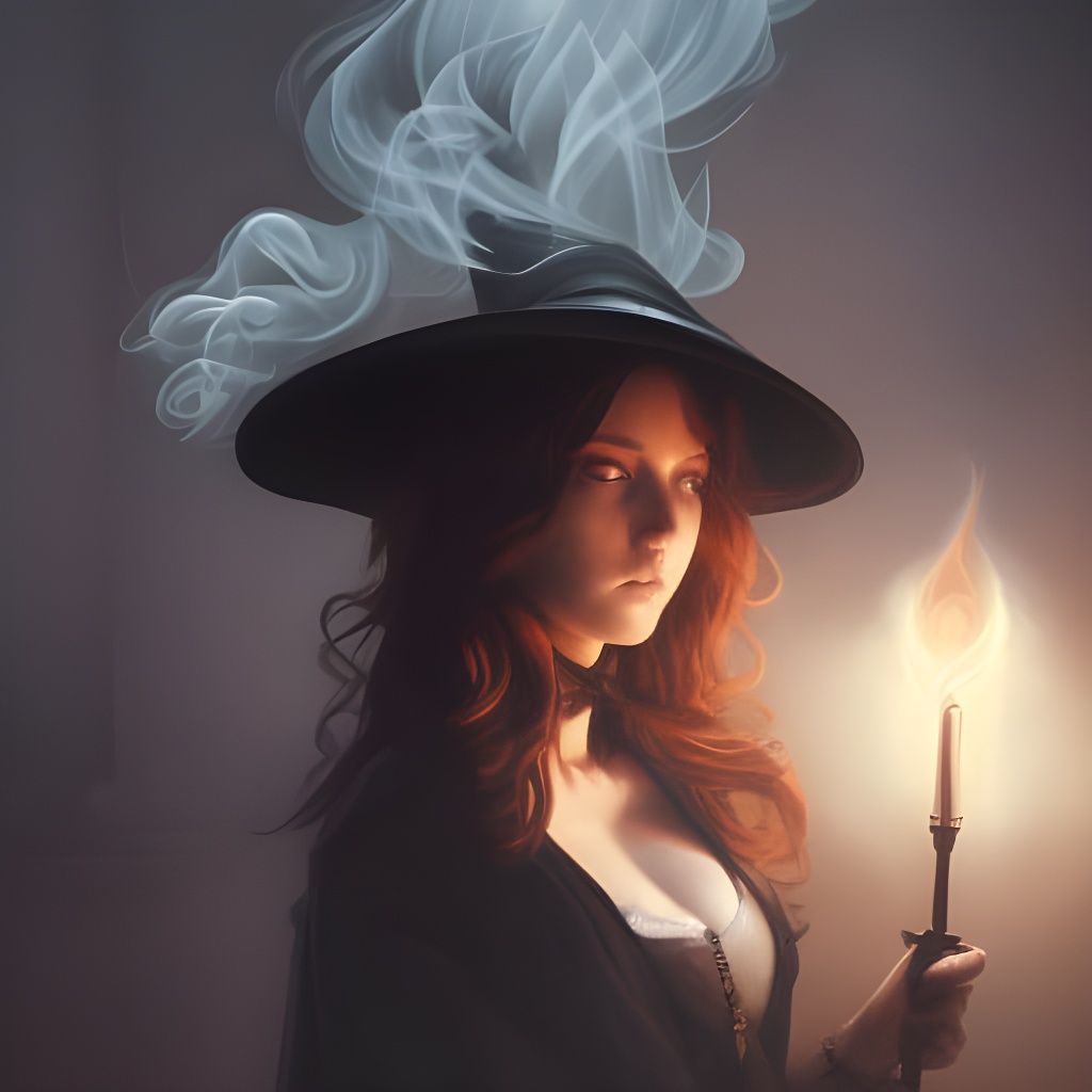 Young Witch in Shadows: Dark Fantasy Concept Art
