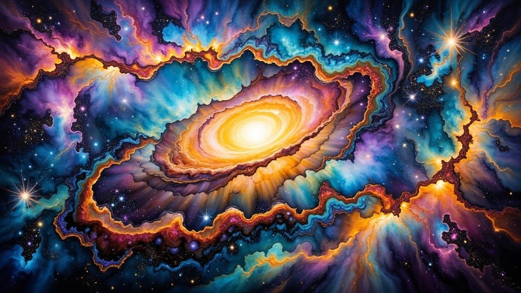 Space Nebula with Alcohol Ink and Holographic Effects