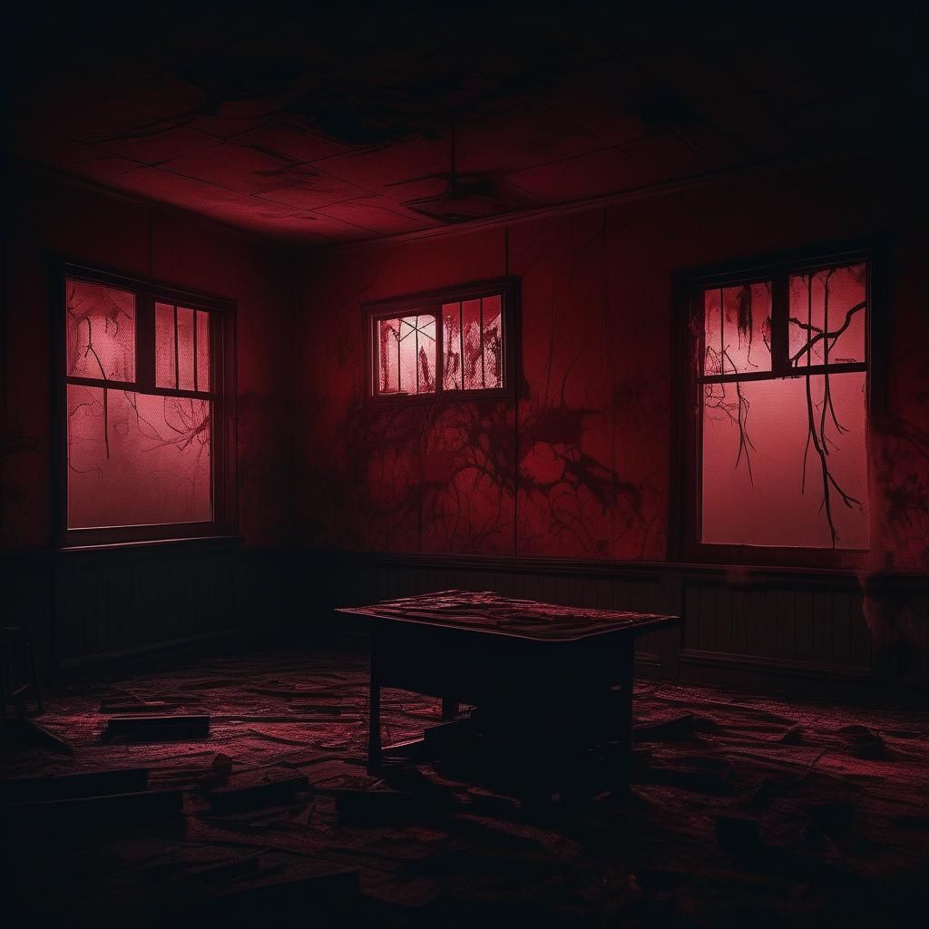 Eerie Abandoned House in Japanese Horror Style