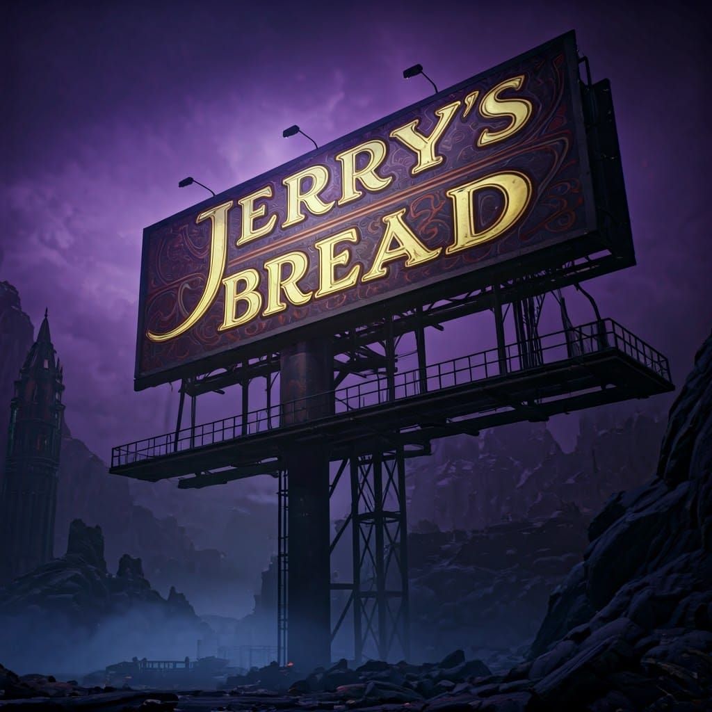 Mystical Billboard in Dark Fantasy Landscape