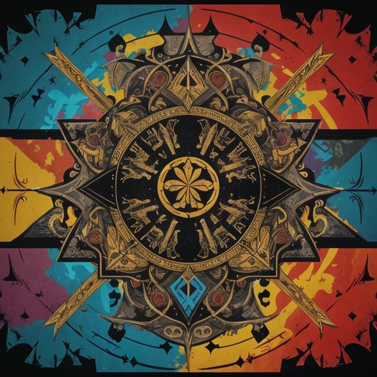 Medieval Fantasy Banner in Vibrant Graffiti Style