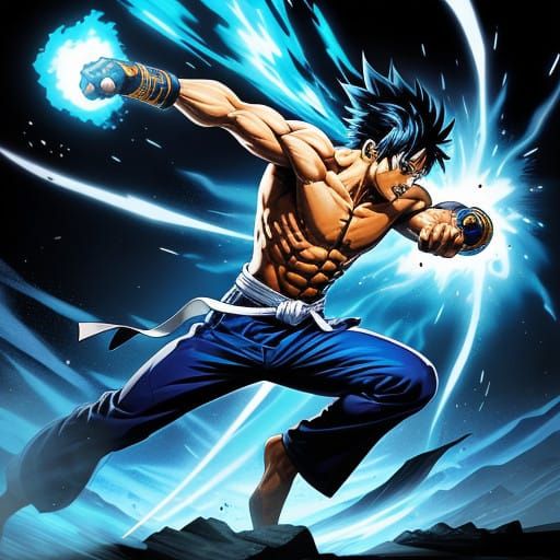 Electric Blue Fist Unleashes Meteor Punch in Dynamic Manga S...