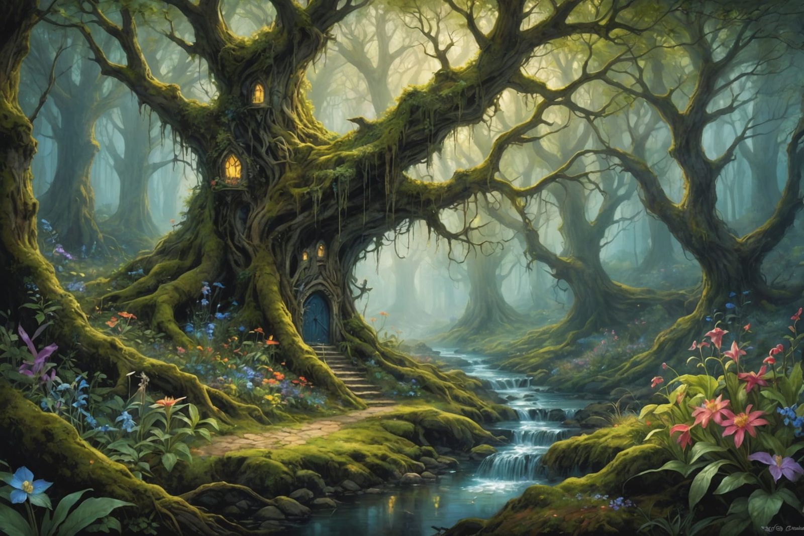 Enchanted Fairy Forest with Mystical Creatures