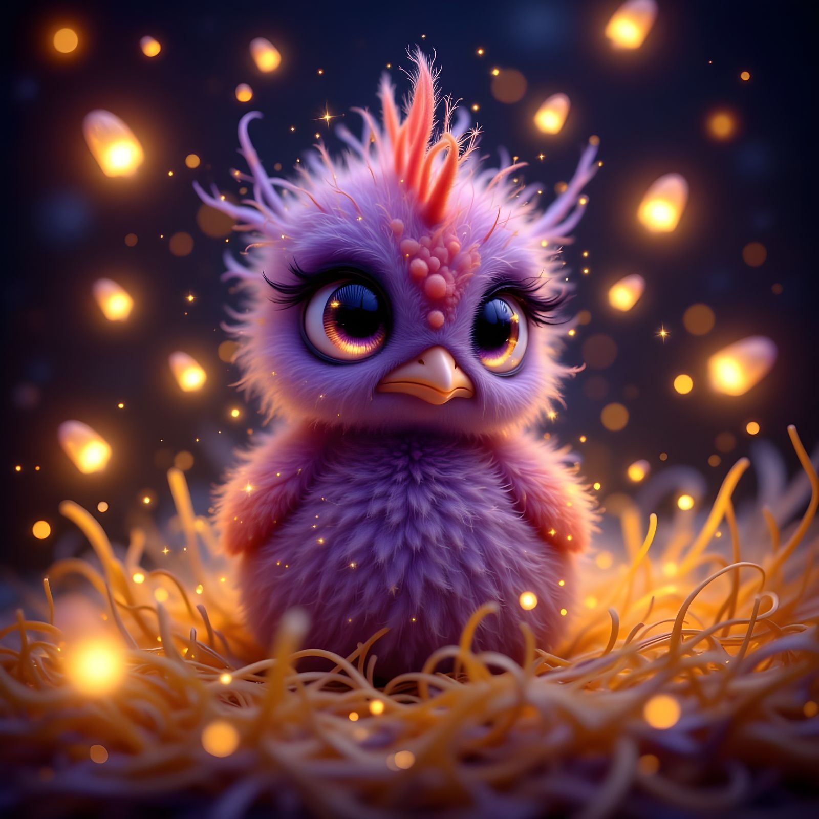 Angry Baby Chicken in Dark Fantasy Style