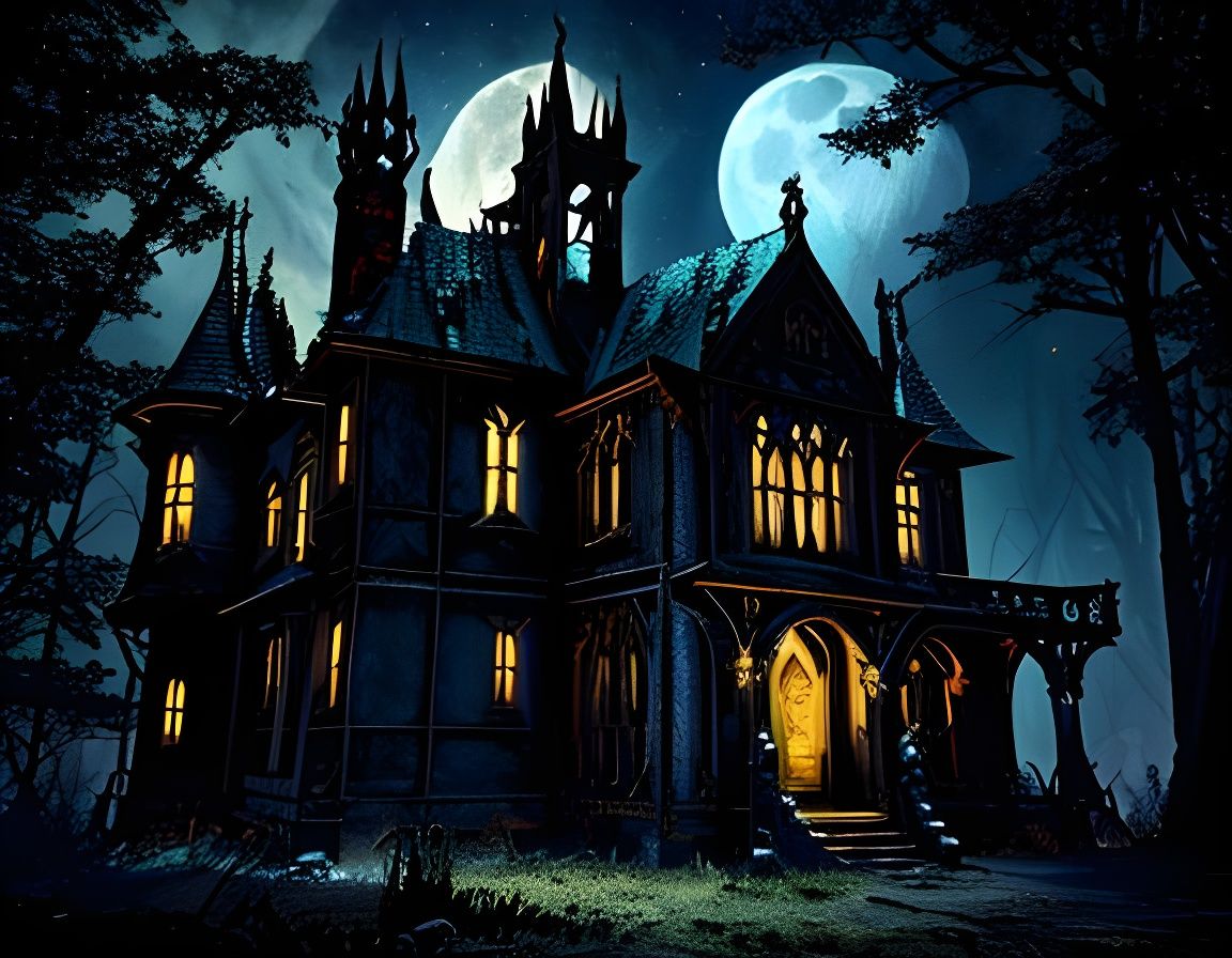 Moonlit Gothic Manor in Dark Fairycore Style
