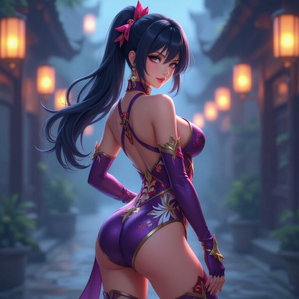 3D Anime Woman in Vibrant Outfit