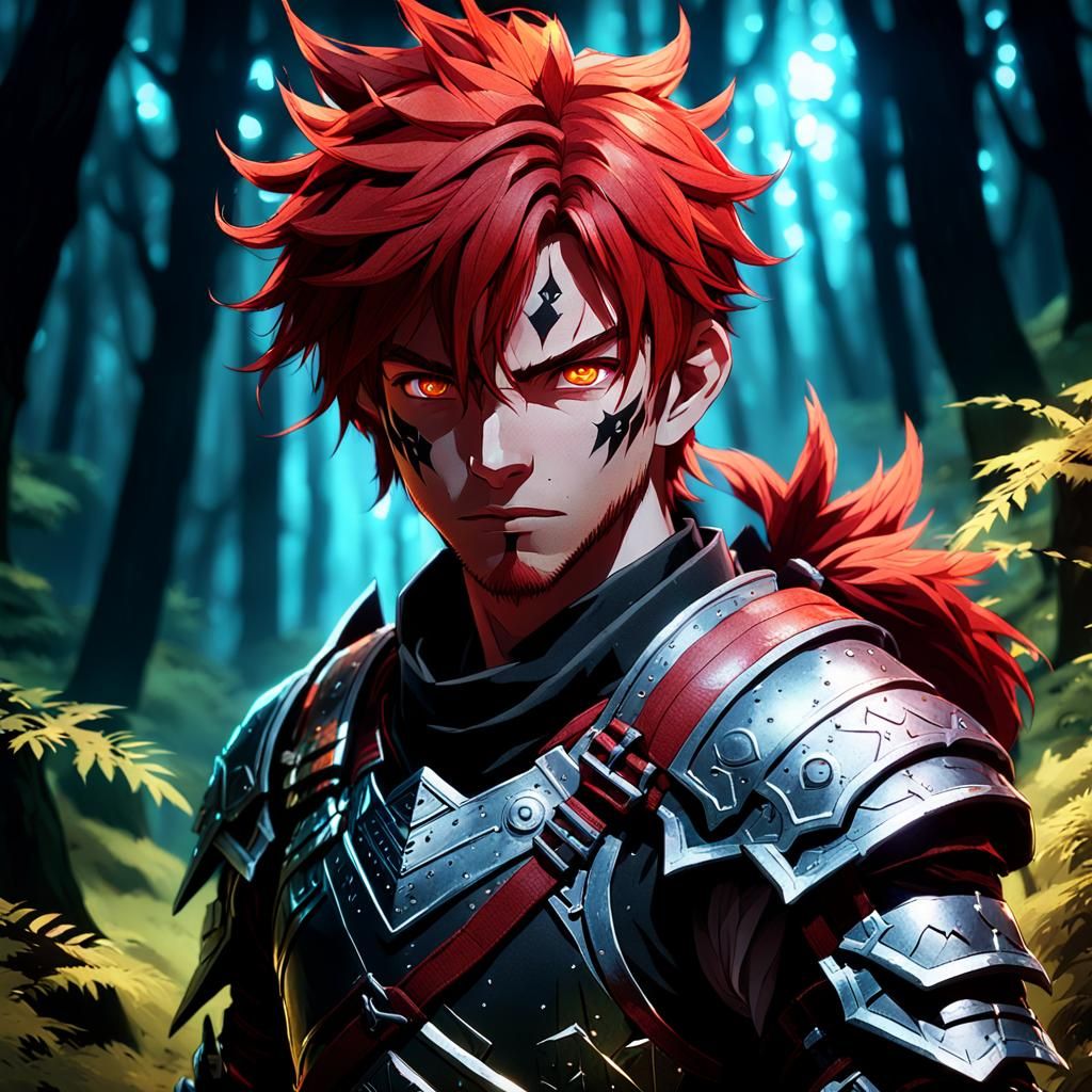 Miqo’te Male Adventurer in Mystical Forest, Anime Art