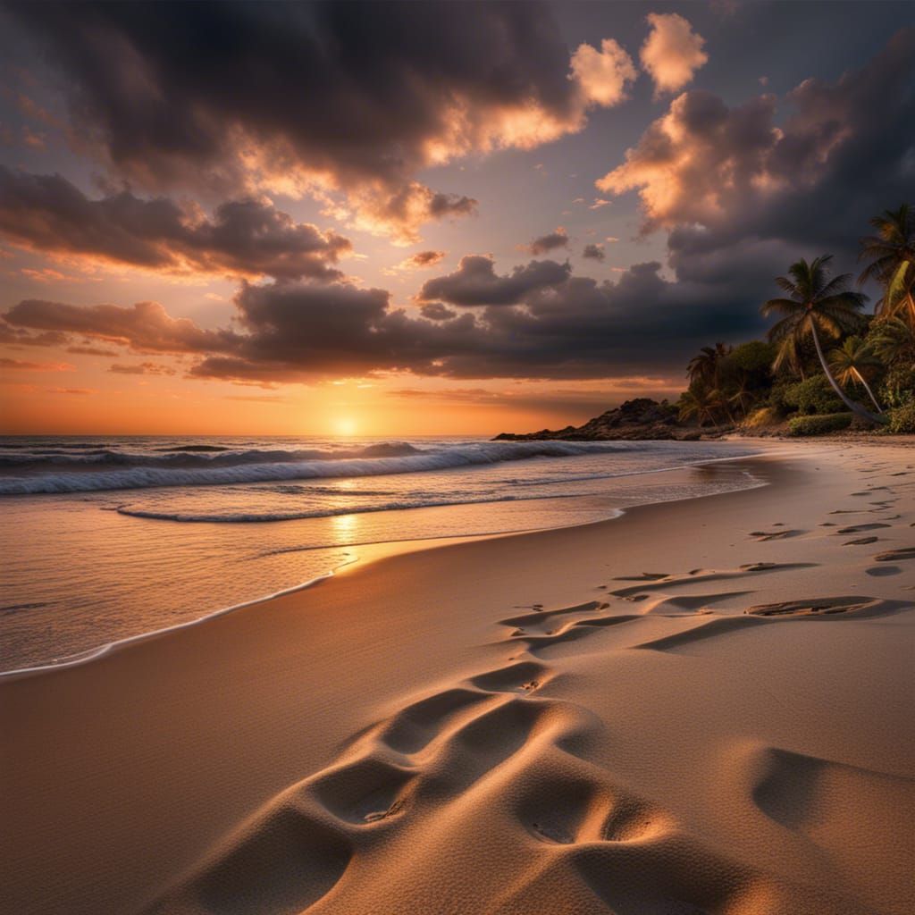 Hyperrealistic Sunset Beachscape in High Definition