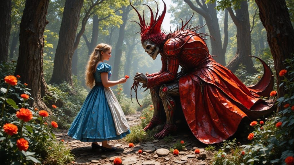 Alice in Wonderland meeting a very VERY! Scary Red Queen”.
