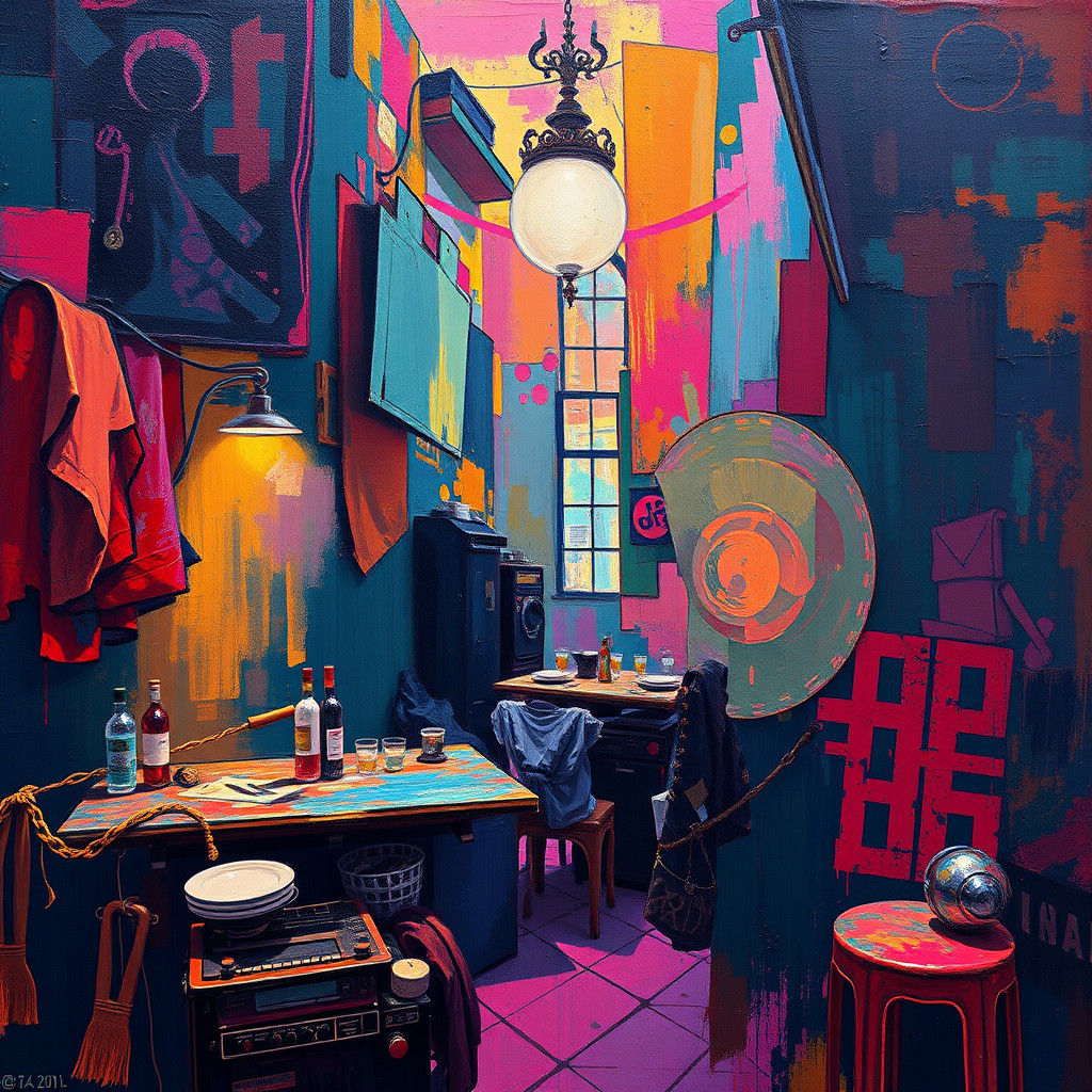 Abstract Expressionist Cabaret in Retro Aesthetic