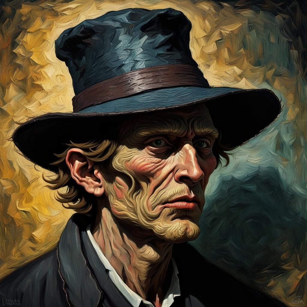 Grotesque Gothic Figure in Van Gogh Impressionist Style