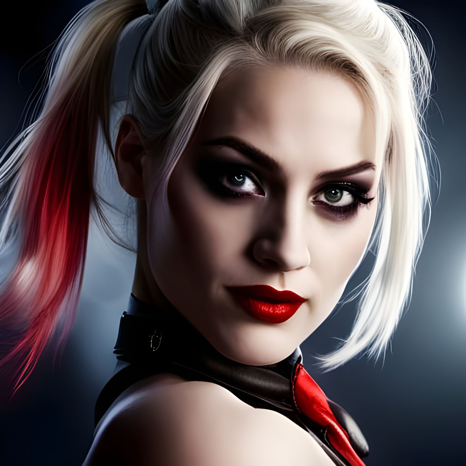 Harley Quinn Portrait on a Stormy Night