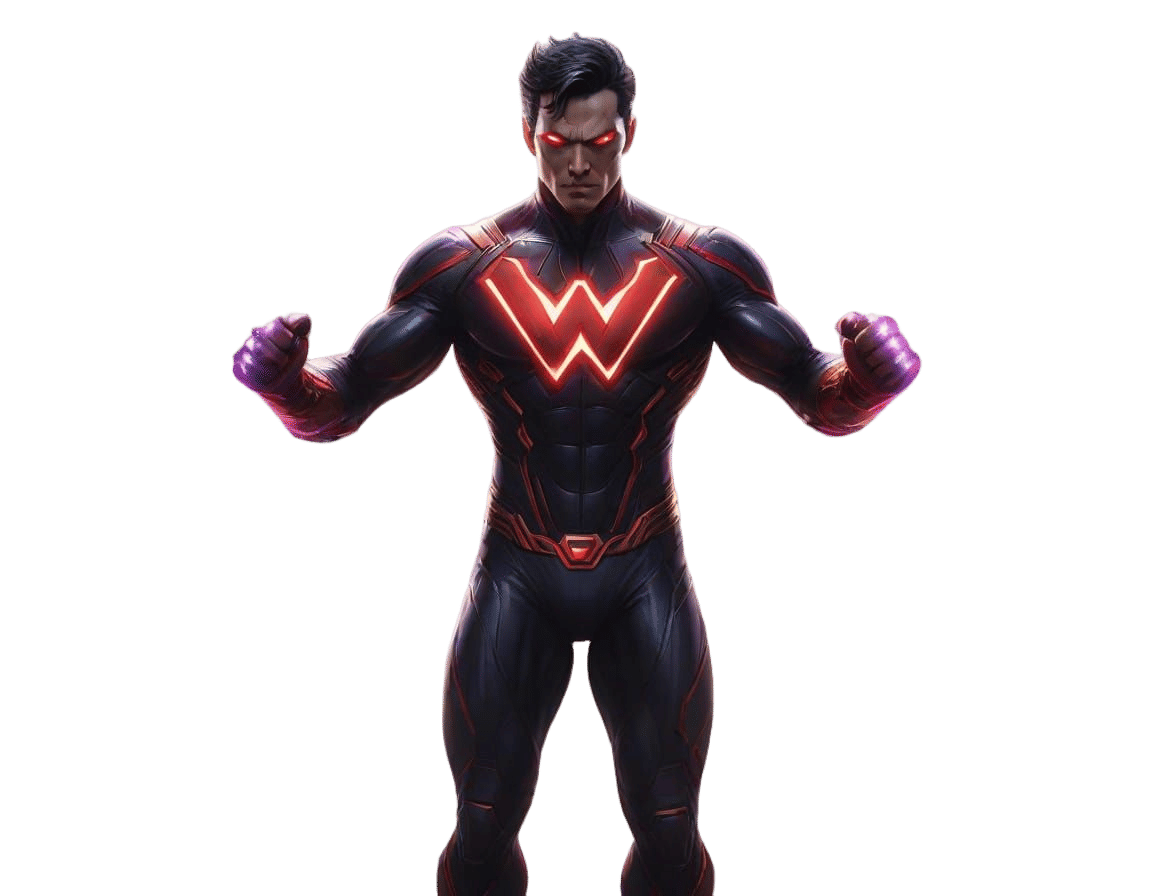 Superhero Radiating Ionic Energy in Cinematic Digital Painti...