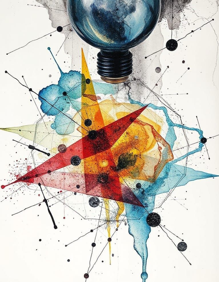 Breaking Geometry Petri Effect Silverpoint Resin Acrylic