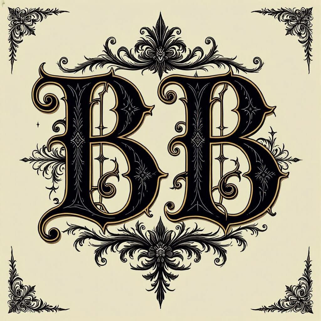 Ornate Gothic Letters BB in Dark Style