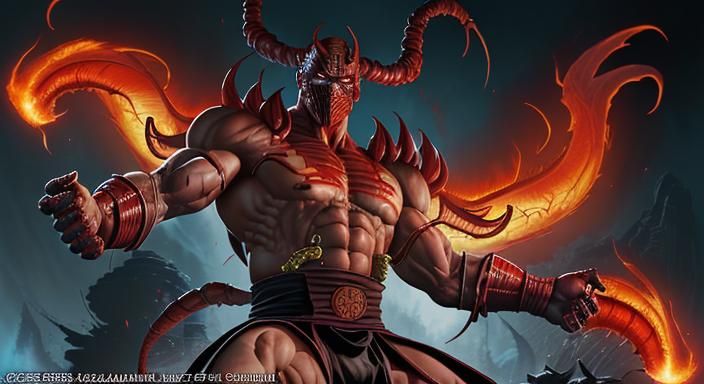 Goro in Fiery Mortal Kombat Battle