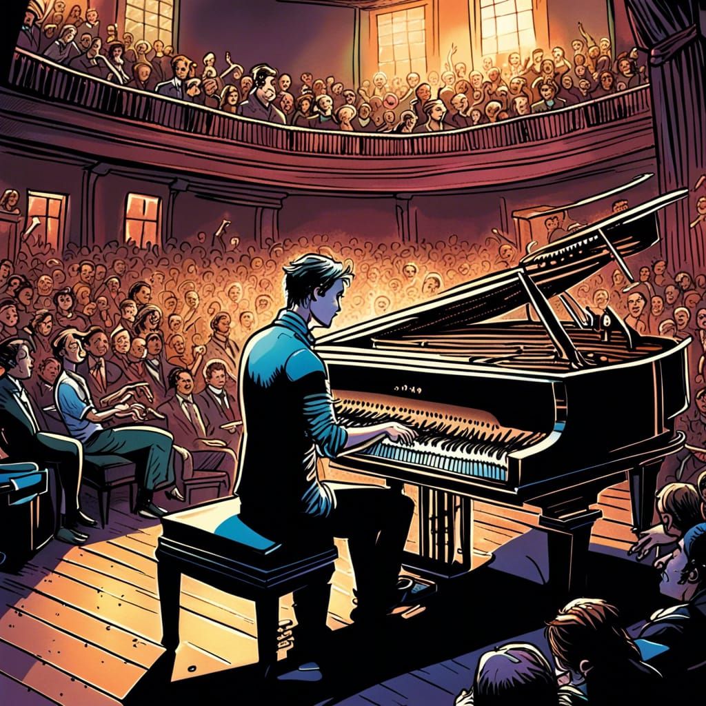 Pianist in Concert: Comic Book Art Style