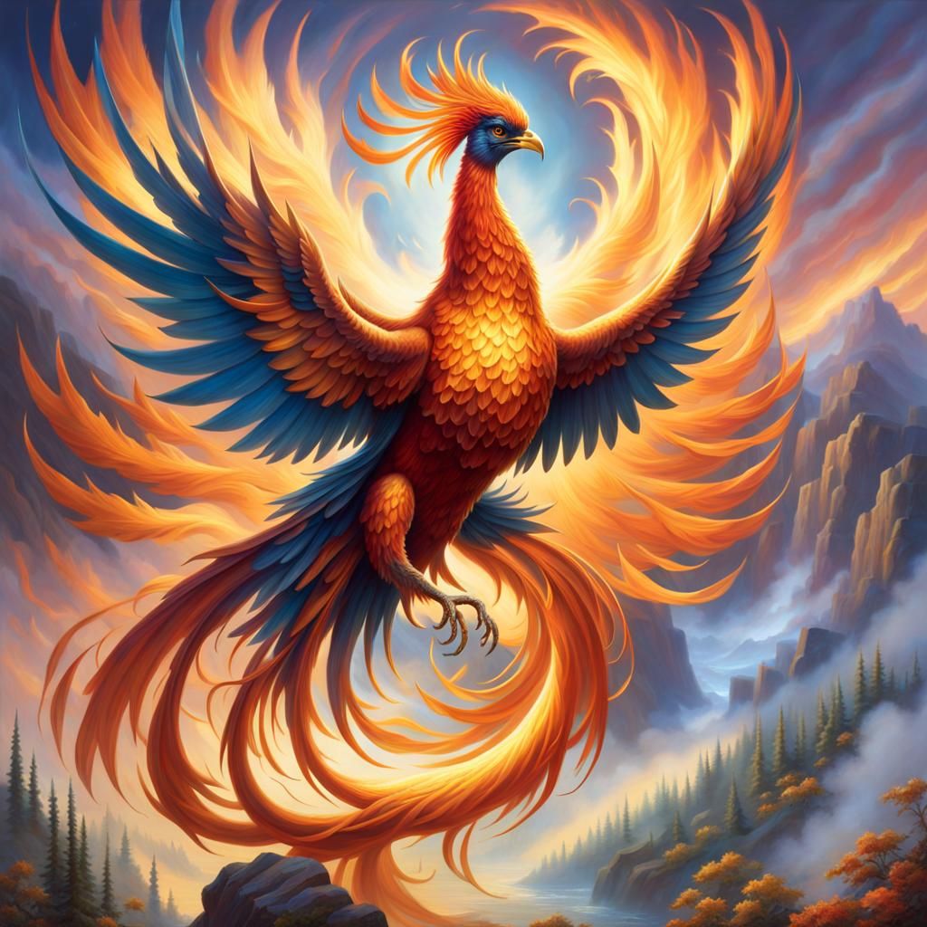 Phoenix Bird in Ethereal Fantasy Style