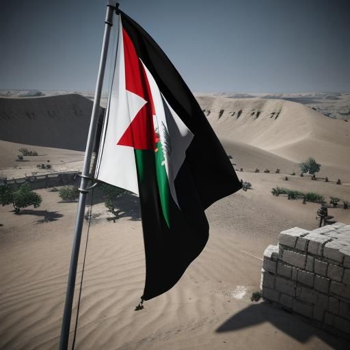 Palestinian Flag in 3D Game Cinematic Style