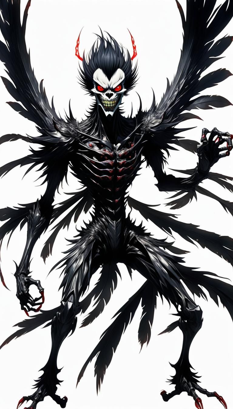 Stylized Shinigami Ryuk in Ōba Obata Style