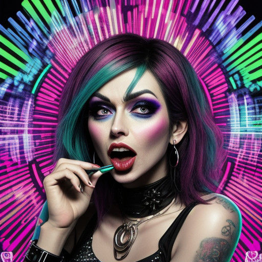 Neon Raver Woman in Ecstatic Moment