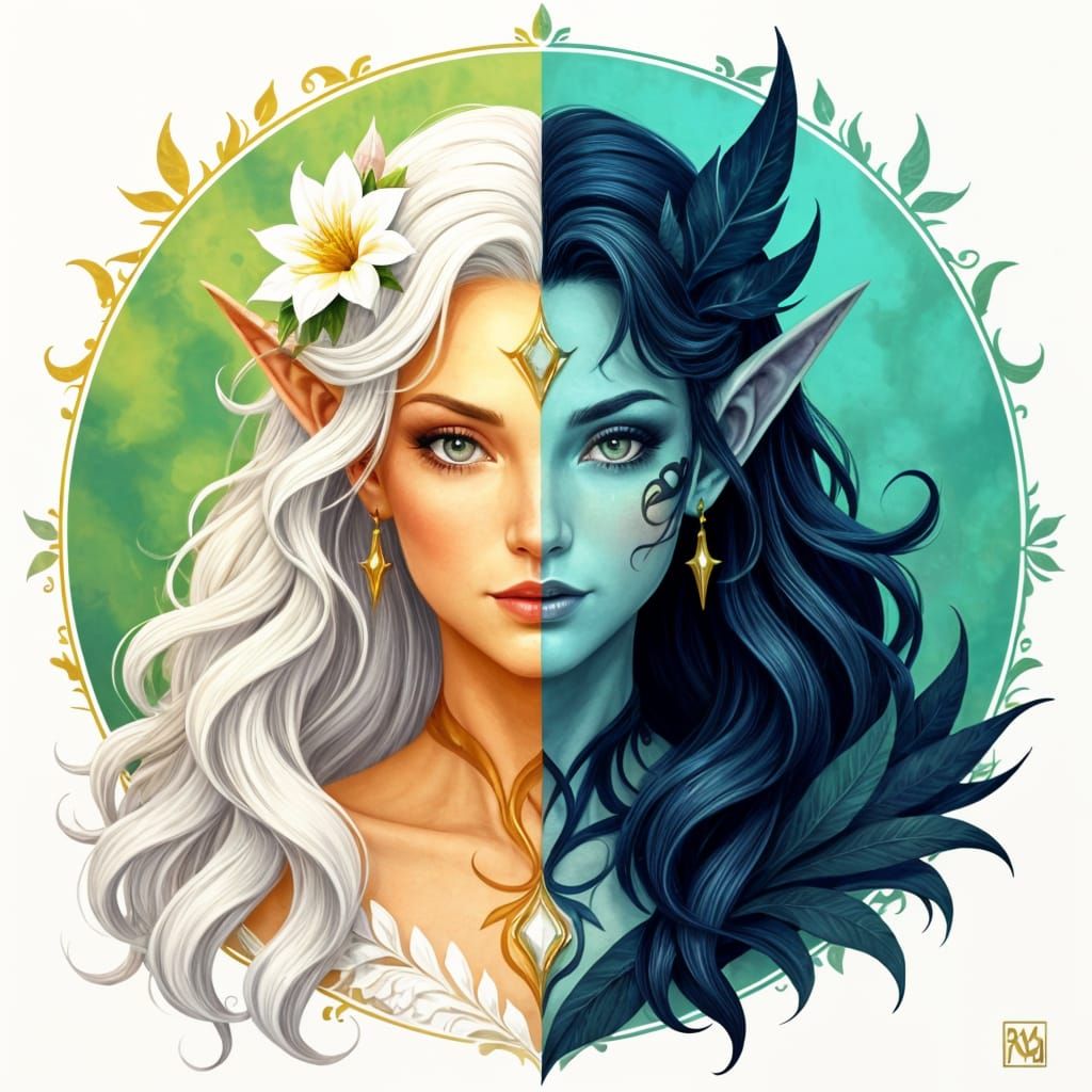 Dual Fey Portrait in Hyper-Realistic Style