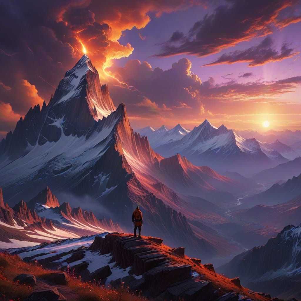 Epic Fantasy Laila Peak Summit at Fiery Sunset