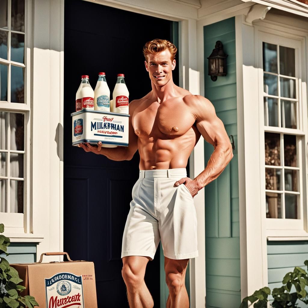 Nostalgic 1950s Milk Delivery Vintage Advertisement