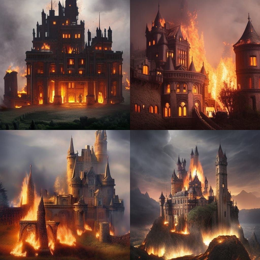 Burning Castle: Epic Cinematic Digital Matte Painting