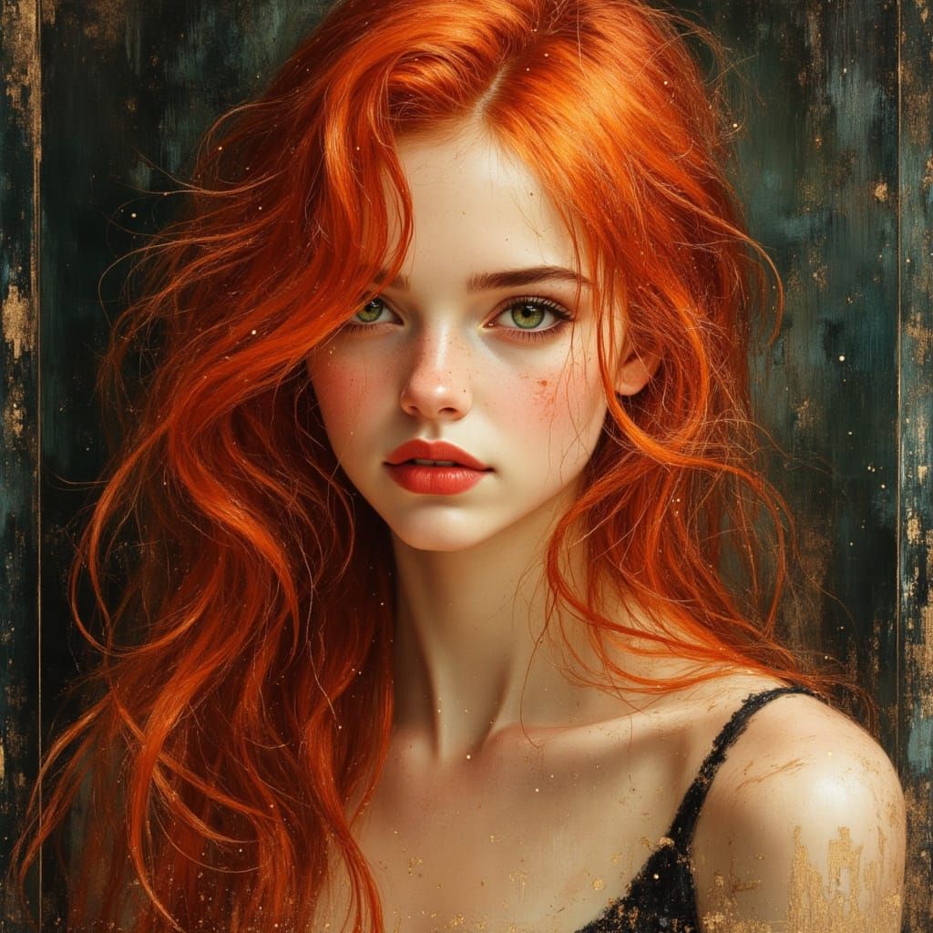 Gorgeous Goddess with Red Hair and Green Eyes