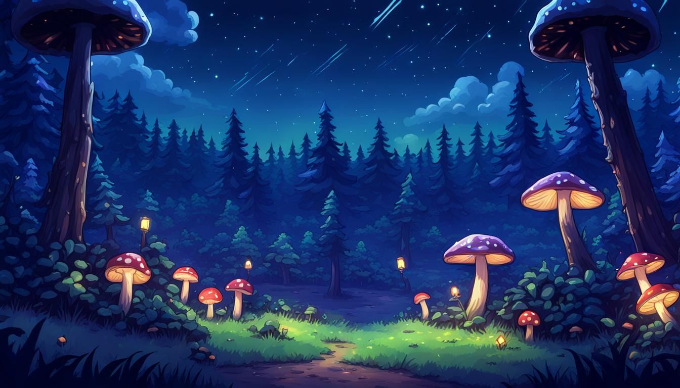 mushroom forest night