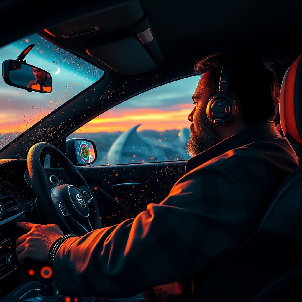 Ethereal Car Radio as a wizened Driver