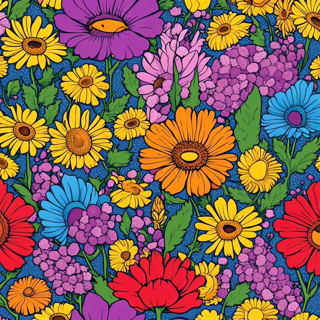 Peaceful Protest with Flower Power Symbolism