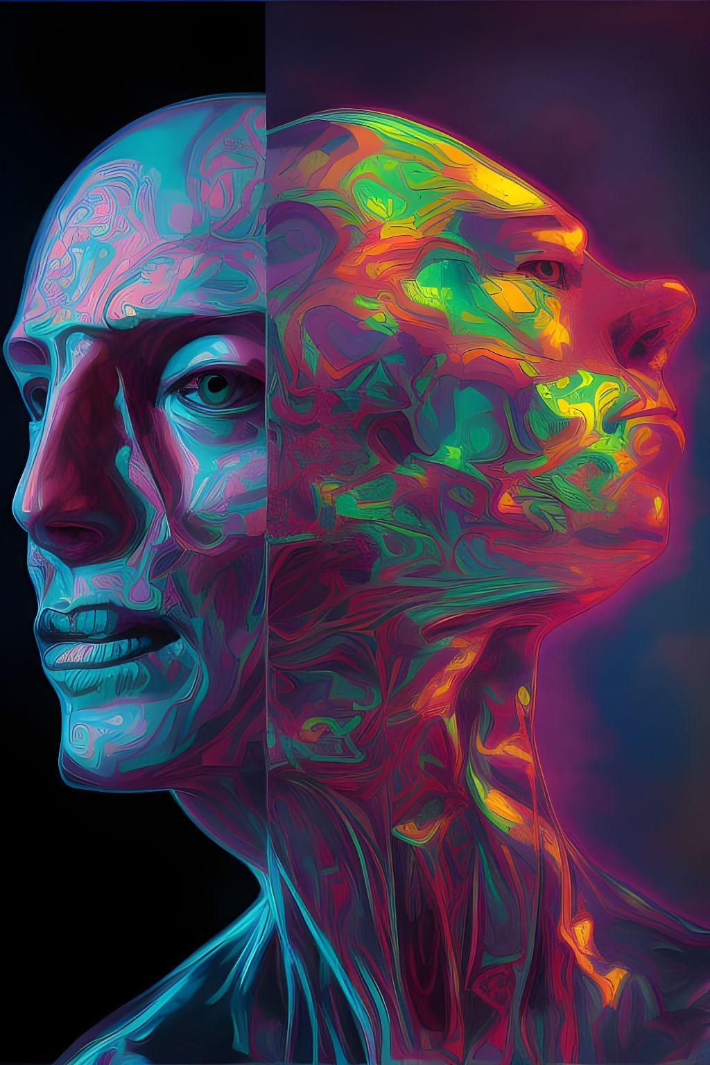 Psychedelic X-Ray Portrait in Bright Colors