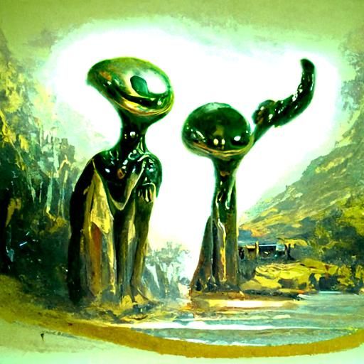 Friendly aliens offering peace to humans