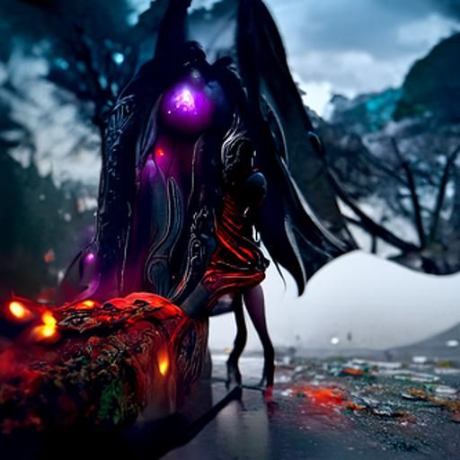 Heartbroken Demon Goddess in Dark Fantasy Art